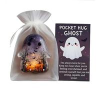 Pocket Hug Ghost Mini Charm, Cute Emotional Support Ghosts Token with Encouragement Card Small Comfort Gift for Friends Inspirational Decorative Keepsake (B)