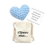 Pocket Hug Gift I Love You Gifts for Him for Her Crochet Heart Missing You Gift (Light Blue)