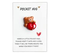 Pocket Hug Gift Teddy Bear, Teddy Bear Pocket Hugs Decoration, Encouraging Positive Good Luck Keepsake for Birthday Wedding Christmas Mother's Day Valentine's Day, Gift for Friends Lovers Kids (White)