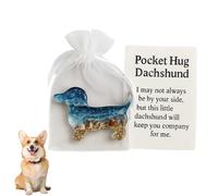 Pocket Hug Gifts for Friends - Pockets Hugs Gift,Soothing Shells Ocean and Sand Design Animal Ornament & Long Distance Keepsake,Thoughtful Emotional Support Gift for Women,Pet Lovers(Dachshund)