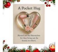 Pocket Hug Heart Card, Clear 2D Heart-Shaped Inspirational Token, Cute Mini Keepsake with Greeting Card for Men Barber Hair Stylist Gift