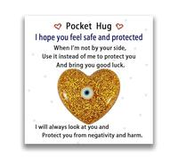 Pocket Hug Heart for Friends,Thinking of You Gifts, Encourage Gift Card Keepsake University Gifts, Evil Eye Gift for Birthday Wedding Christmas Mothers Day Valentines Thanksgiving Day (Yellow)