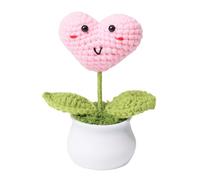 Pocket Hug Heart Small Gifts Crochet Flower Pot Lucky Charm Get Well Soon Gifts Gifts for Testimony Families Friends Colleagues Positive Emotional Support Plant