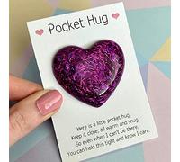 Pocket Hug Heart with Greeting Cards - Carry Heartwarming Message to Hug Whoever Needs, Cute Decorations Gift for Birthday Valentines Thanksgiving (Purple)