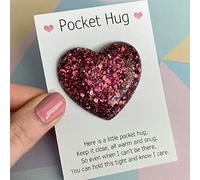 Pocket Hug Heart with Greeting Cards - Carry Heartwarming Message to Hug Whoever Needs, Cute Decorations Gift for Birthday Valentines Thanksgiving (Pink)