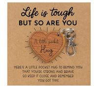 Pocket Hug Heart, Wooden Pocket Hugs Keyring Ornaments with An Inspirational Card, Thinking of You Gifts for Friend Family DIY Home Decoration