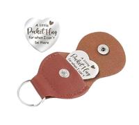 Pocket Hug Key-chain - A Little Pocket Hug Coin | Pocket Hug Coin Holder With Leather Case | Double Sided Heart Coin With Leather Key-chain | Engraved Stainless Steel Keepsake Coin, Friendship Reminde