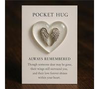Pocket Hug Memorial Gift with Gift Card, Angels Heart-Shaped Pocket Token with A Heartfelt Card, Wing Pockets Hug Sympathy Memorial Gifts for Friends & Family(Wings)