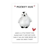 Pocket Hug Mini Pocket Hug Penguin with Positive Card for Friends, Emotional Support Gift, Bring Good Luck Gift for Birthday Wedding Anniversary Valentines