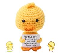 Pocket Hug Positive Big Head Pumpkin Duck Cute Crochet Duck with Inspirational Card Handmade Positive Duck Emotional Support Duck Get Well Soon Gift for Decorations Birthday Party