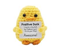 Pocket Hug Positive Duck, Positive Duck, Creative Knitting Wool Ducks, Lucky Charm Exam Positive Gifts, Emotional Support Knitting Doll with Inspirational Card, Small Gift for Family Friend
