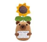 Pocket Hug Positive Plant - Woven Clover Flower Pot, Handmade Knitting Bouquet, Emotional Support Crochet Funny Gifts, Suitable for Gifts for Boys and Girls, Office Decoration (Sunflower Capybara)