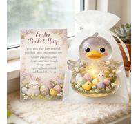 Pocket Hug Rabbit, Easter Comfort Bunny Pocket Cards, Mini Handmade Animal and Cross Pockets Hugs, Inspirational Keepsake for Hope Comfort, Adorable Easter Gift for Family Friends (A)