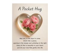 Pocket Hug Token, Greeting Cards with Heart Shape Natural Stone Hug Cards Pocket Hugs Exchange Card for Family Colleague Coworker Gifts Social Souvenir Heart Stones for Friend Colleagues 9.5CM