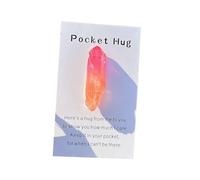 Pocket Hug Token,Natural Rose Quartz Crystal Stone Pocket Hug Token Gift Card,Chakra Reiki Healing Stone Crystal Gemstone Greeting Cards Keepsake Exchange Card Relationship Gift or Family Friends