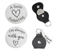 Pocket Hug Token, Someone Special Gifts Pocket Hugs, Thinking of You Gifts Long Distance Relationship Gifts with Leather Keychains for Friends Family Lovers (A2)