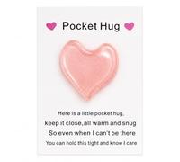 Pocket Hug Token with Message Card and Envelope, Pink Heart Keepsake for Friend, Daughter, Sister or Loved One, Thinking of You, Moving Away, Long Distance Friendship and Encouragement Present