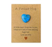 Pocket Hug with Card - Turquoise Blue Heart Token Friendship Gift for Women, Long Distance Relationship, Thinking of You