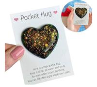 Pocket Hugs for Friends,Pocket Hug Token with Pocket Hug Card,Pocket Hug Gift,Hug in A Pocket,A Little Pocket Hug Heart Cute Decoration,Motivational Gifts for Women,Thinking of You Gift(Black Gold)