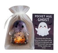 Pocket Hugs Ghost - Cute Pocket Comfort Ghosts with Encouragement Card, Pockets Hug Ghost : A Hug in Your Pocket, Inspirational Gift for Friends, Halloween Support Token,Keepsake for Grief & Healing