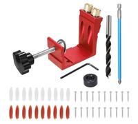 Pocket Jig, 15 Degree Inclined Assembly Tool with Drills, Wrenches, Screws, Dowels, Jig for Angular Holes | for Carpentry Projects, Furniture Renovation and DIY Work