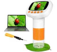 Pocket Kids Microscope for Over 3 Years Old, 1000X Handheld Microscope for Kids w/2''IPS Digital, Photo Video Mini Portable Microscopes, Science Edu Digiscope, Birthday Gifts Ideas for Kids