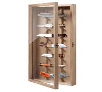 Pocket Knife Display Case, Wooden Knife Display Case with Lockable Clear Acrylic Door