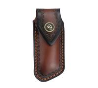 Pocket Knife Sheath, Leather Folding Knife Case with Belt Hanging Hole & Snap Closure for Men Women Hunting,Camping,Jungle, Exploration(Not Include Knife)