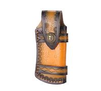 Pocket Knife Sheath Leather Folding Knife Holster Belt Pouch for 5" Folding Pocket Knife Case Outdoor Camping Bag EDC Carving Gift (Orange)