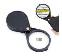 Pocket Magnifying Glass, Reading Magnifier with PU Leather Cover Portable Elderly Eye Loop Magnifier with 6.5cm Diameter Lens for Jewelry Rocks Coins Watches Antiques