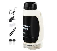 Pocket Microscope for Kids, 5x3x9.5cm ABS LED Lighted Beginner Microscope Kit, 50X-250X Educational STEM Toy with Batteries for Preschool Science Lab