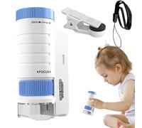 Pocket Microscope - High-Definition 60-200x Focusing Handheld Microscope | Portable Miniscope Kids | Educational Toys Ideal For Science Learning, Classroom Activities, Outdoor Exploration, And STEM Ed