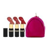 Pocket Mini Lipsticks Set of 3 - Combo B | Hydrating, Long-Lasting Matte Finish | Includes Free Travel Pouch | 1.5g Each | Universal Shades for All Skin Tones | Travel-Friendly Gift Pack