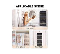 Pocket Oxford Fabric Double Sided Hanging Rotating Jewelry Organizer with Hanger Hooks for Earrings, Necklaces, Rings