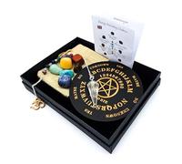 Pocket Pendulum Set Rock Crystal Gemstone Pendulum 7 Chakra Gemstones in Gift Box | Metaphysics Esoteric Witchcraft