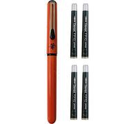 Pocket Pentel Brush Pen Including Refill Cartridges (Black), Refillable, Waterproof, Non-Fading mit 4 Patronen Orange