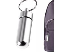 Pocket Pill Case ? Waterproof Pill Box For Travel | Small Metal Pill Organizer With Keyring, Portable Pill Container For Purse, Outdoor Camping, And Use | Lightweight, 48mm Hei