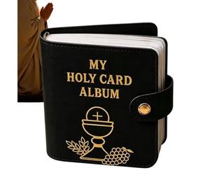 Pocket Prayer Card Organizer, 13.4x13.4cm PU Small Booklet Protector With 40 Sleeves, Compact Catholic Prayer Card Wallet For Church & Daily Prayers, Holy Cards Organizer Book, For Home Travel Retreat