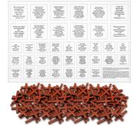 Pocket Prayer Quilt Panel Squares with Small Wooden Crosses Mini Scripture Pocket Prayer Quilt for Friend Family Religious Spiritual Gift Easter Reward Gift(Scripture,Brown)