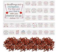 Pocket Prayer Quilt Panel Squares with Small Wooden Crosses Mini Scripture Pocket Prayer Quilt for Friend Family Religious Spiritual Gift Easter Reward Gift (Color Multi)