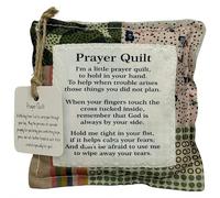 Pocket Prayer Quilt with Cross Inside, Handmade Vintage Pocket Scripture Prayer Quilt Squares Sympathy Christian Gifts for Women Clergy Pastor Appreciation Christmas Grandparents Day Favors