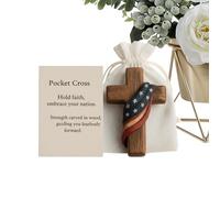 Pocket Prayers | Pocket-Sized Inspirational Crafts | with Flag Design Wooden Religious Home Decor | for Faith Encouragement Men Women Christian Grandparents Church Funeral Travel