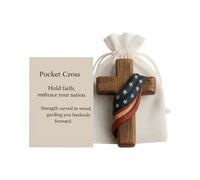 Pocket Prayers, Wooden Flag Design Crafts, with Flag Design Handheld Religious Decorations, Comfort Faith Encouragement, Grandparent, Christian, Church, Funeral, Travel