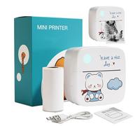 Pocket Printer - Label Printer with 1 Roll of Paper | Compact Inkless Printer with Silicone Lid for Printing Photos, Barcodes, Images