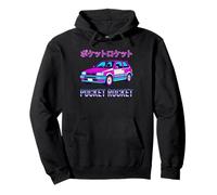 Pocket Rocket Retro Japanese JDM Tuner Car Synthwave Graphic Pullover Hoodie