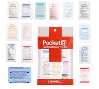 Pocket RX Business Mini Travel Medicine Kit - TSA-Approved First Aid Pouch with 14 Essential OTC Medications for Headache, Pain, Allergy, Upset Stomach & More - Compact, USA Made