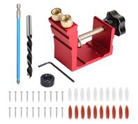 Pocket Screw Jig - 15 Degree Inclined Carpentry Locator,Jig Pocket Hole System with Drills, Wrenches, Screws, Plugs | for Cabinet Home Furniture DIY Carpentry Projects Doweling