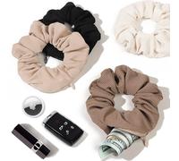 Pocket Scrunchies Hair Ties with Hidden Zipper Stash Scrunchy Ponytail Holder