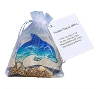 Pocket Sea Animal Hugs, 2025 New Pocket Travel Turtle Hug Gift, Handmade Ocean Beach Animal Hug Token with Inspirational Card, Emotional Souvenirs Support Decor Gift for Ocean Lover (Dolphin 1pc)