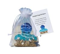 Pocket Sea Animal Hugs, Pocket Travel Turtle Hug Gift, Handmade Ocean Beach Animal Hug Token with Inspirational Card, Emotional Support Decor Gift for Ocean Lover (Octopus)